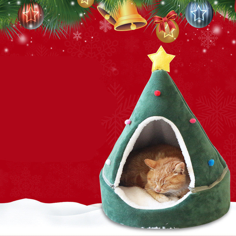 Arena para gatos con forma de árbol de Navidad